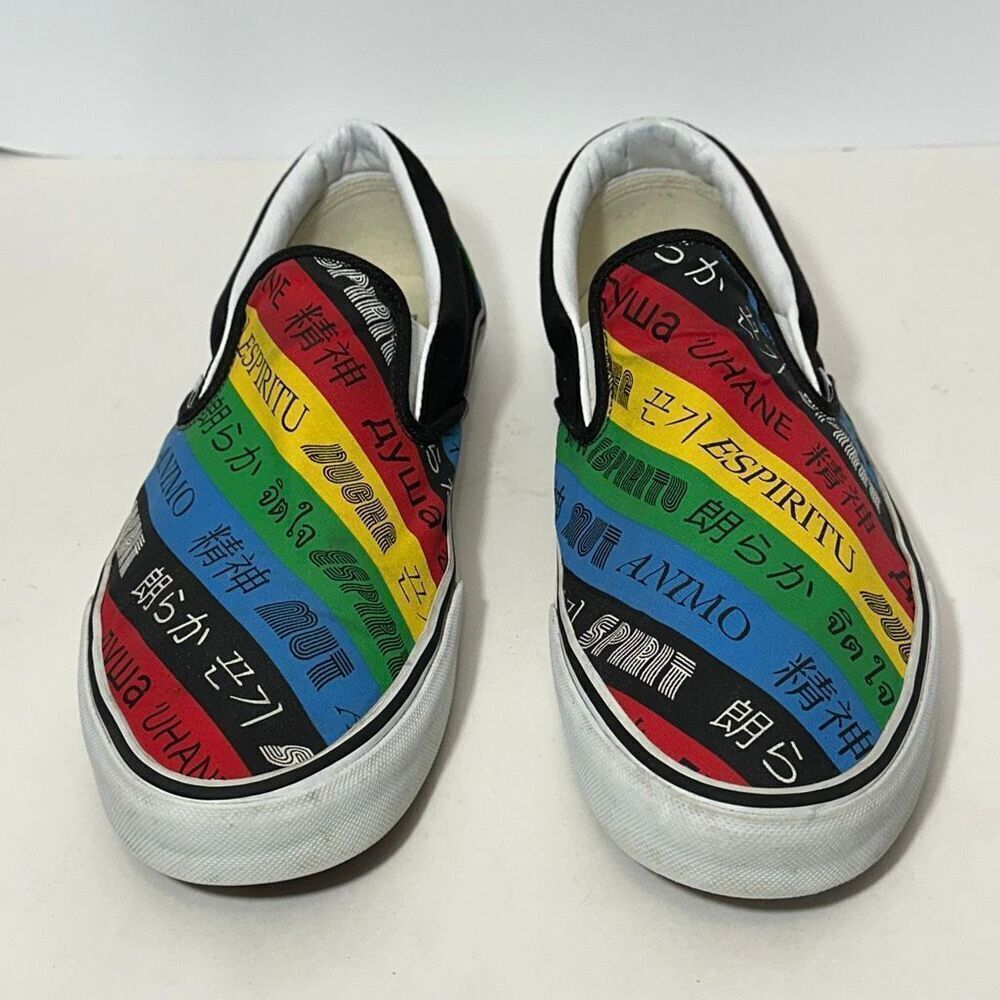 Vans Classic Spirit Slip-On Shoes Colorful Multilingual | Men Size 13